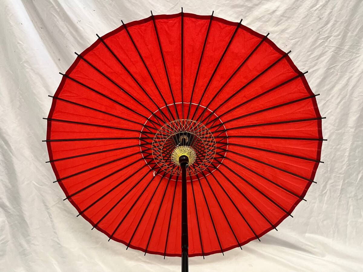 【JG100】踊り傘　和傘　番傘　赤色　無地　傘直径約82cm　踊り　舞踊　大衆演劇　小道具　コスプレ　撮影　和風_画像3
