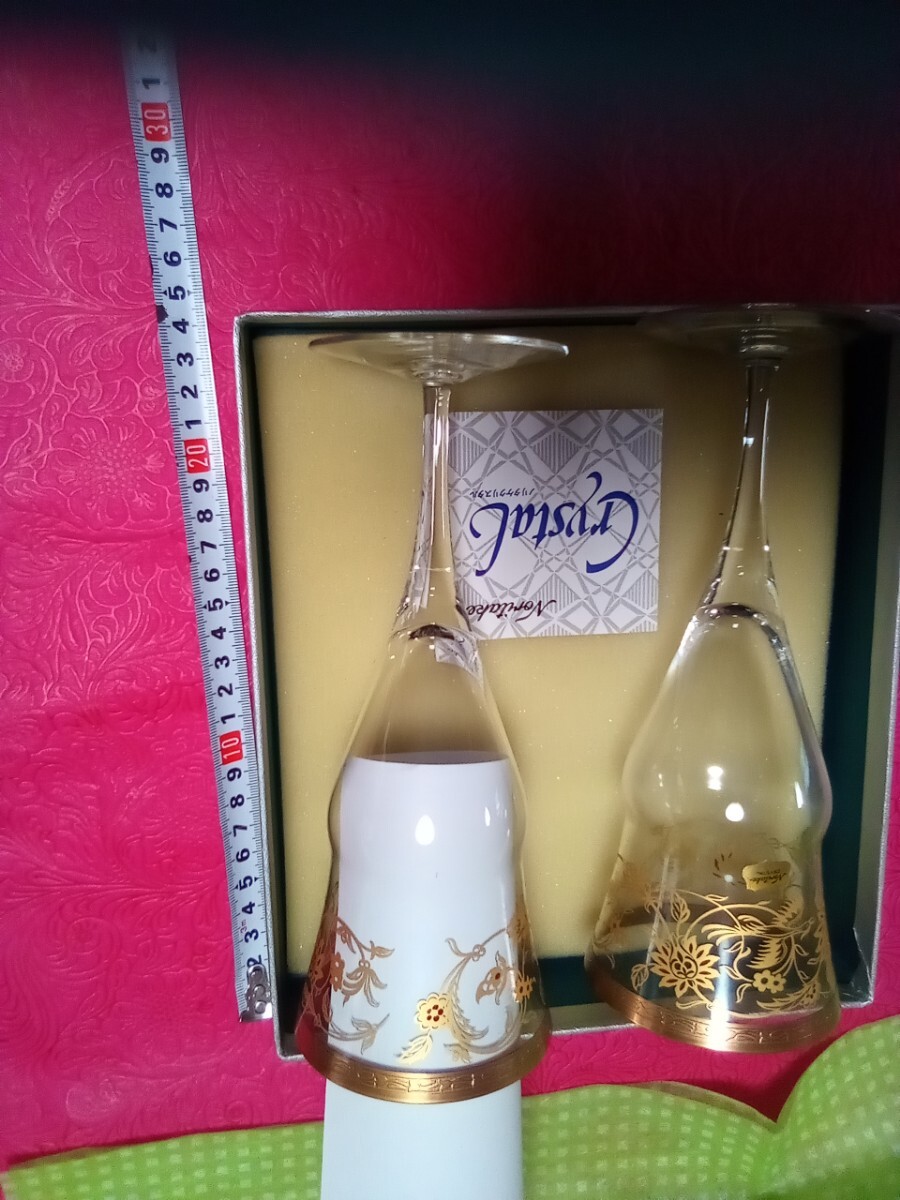  не использовался *Noritake Noritake crystal pe Agras * золотая краска цветочный принт * бокал для шампанского * бокал для вина ( диаметр 8.× высота 21.) дом склад товары долгосрочного хранения 