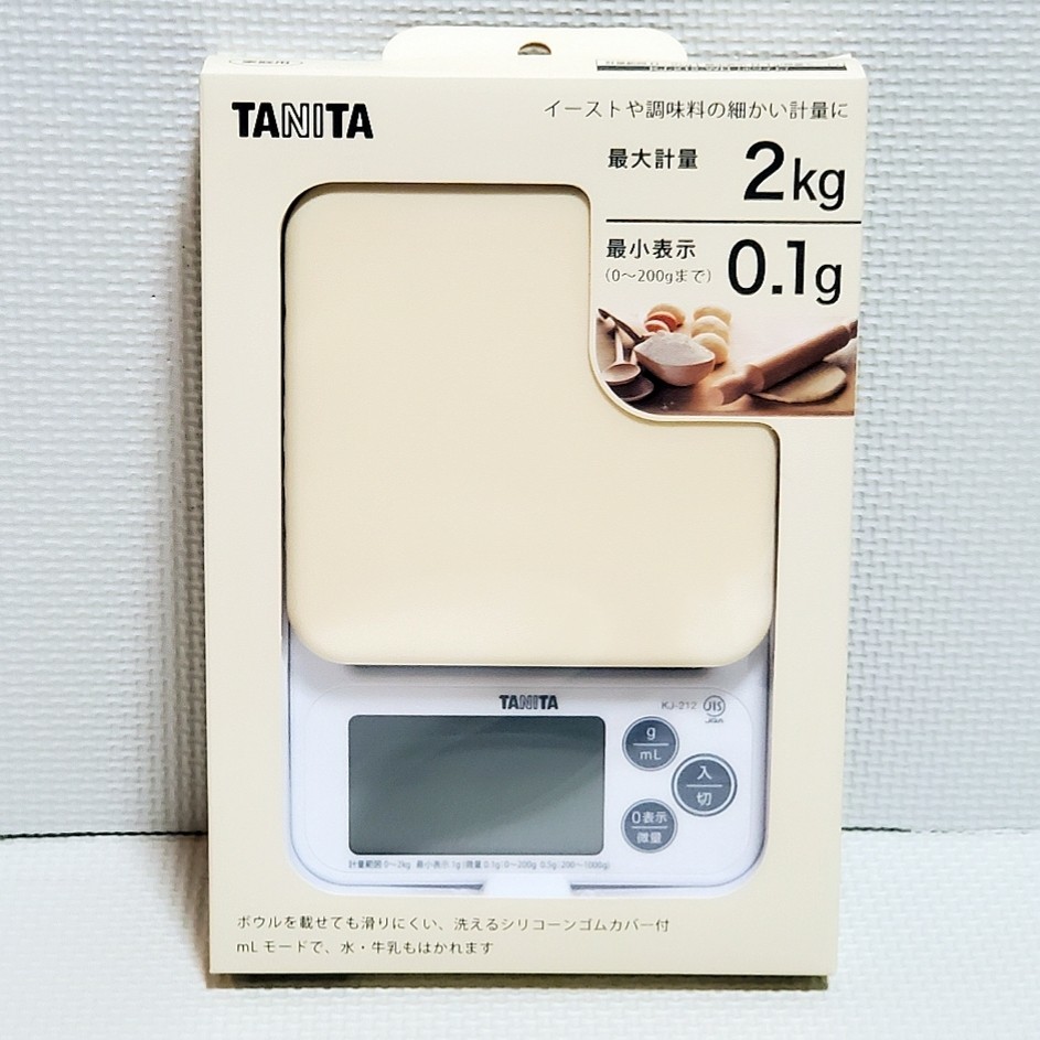 送料無料！！ 新品 洗える タニタ TANITA デジタルクッキングスケール KJ-212 ホワイト(白) 最大2kg 最小0.1g タニタキッチンスケールの画像1