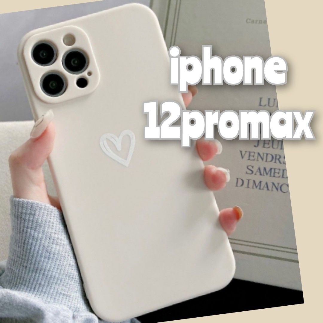 iPhone12promax iPhoneケース iphoneカバー ホワイト ハート おしゃれ かわいい TPU くすみカラー