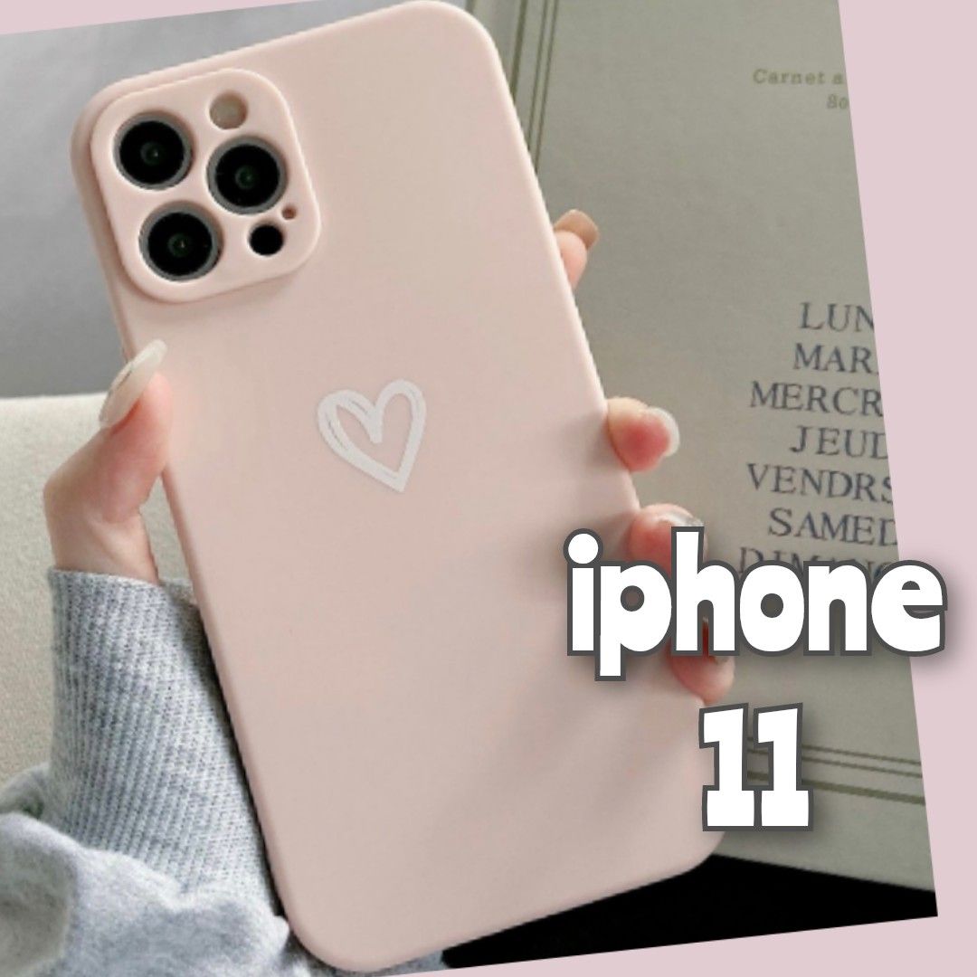 iPhone11 iPhoneケース iphoneカバー ピンク ハート おしゃれ かわいい 大人気 くすみカラー TPUケース