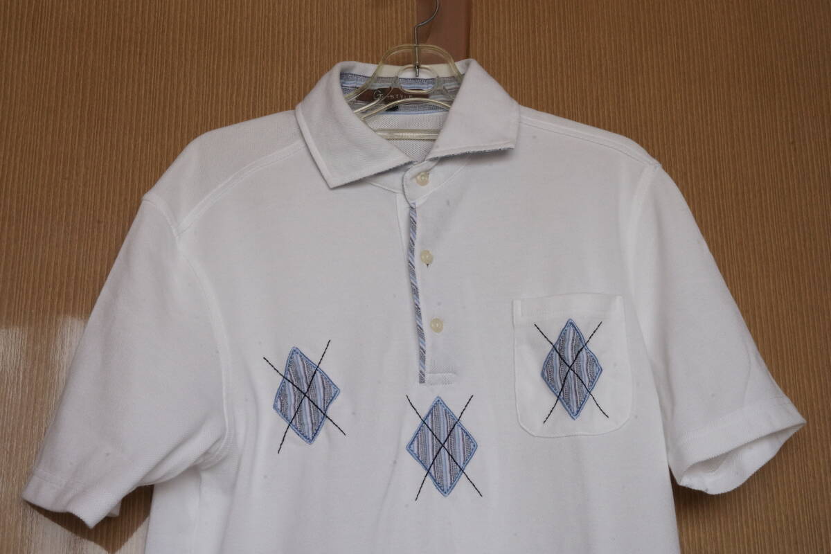 H-030 ポロシャツ　半袖　ホワイト「GE-STYLE」　サイズＭ　ハウスクリーニング済です　１枚　　_画像3