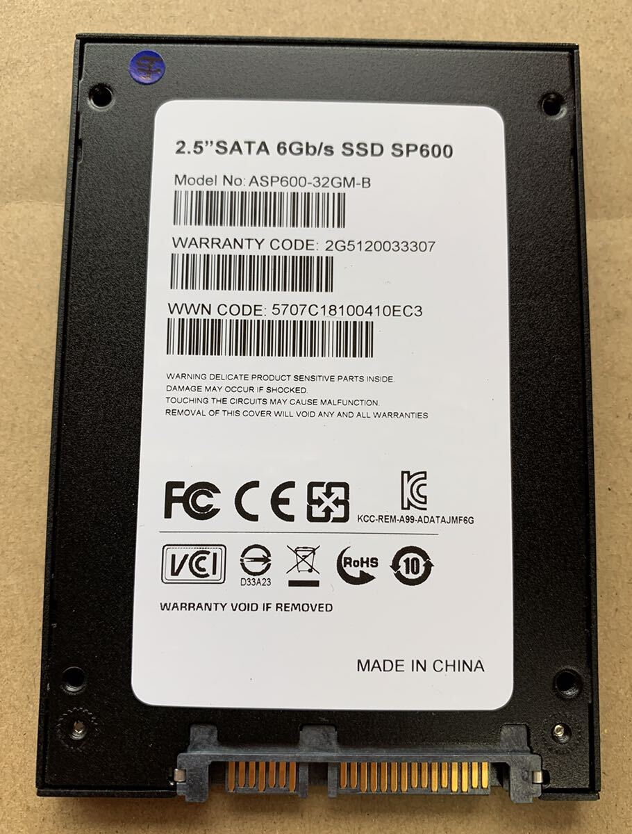 【使用時間50348時間】ADATA 32GB SP600 ASP600-32GM 2.5 SATA SSD 49_画像2