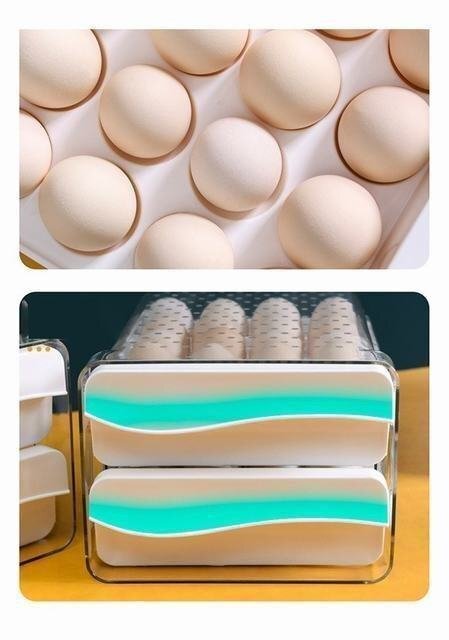 卵ケース 卵収納ボックス 冷蔵庫用 食品保存容器 引き出し式 持ち運び 玉子ケース 区分保管 2段 透明 40個収納_画像6