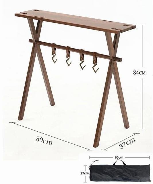 キャンプラック　木製　アウトドア ウッドハンギング　多機能ラック　フックあり　収納袋あり　コンパクト_画像5