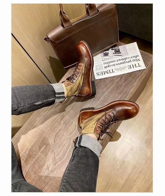 ブーツ　ミリタリーブーツ メンズ シューズ　ワークブーツ　マーティンブーツ　パンク 革靴　PUレザー ライダース　紳士靴 25.5cm_画像3