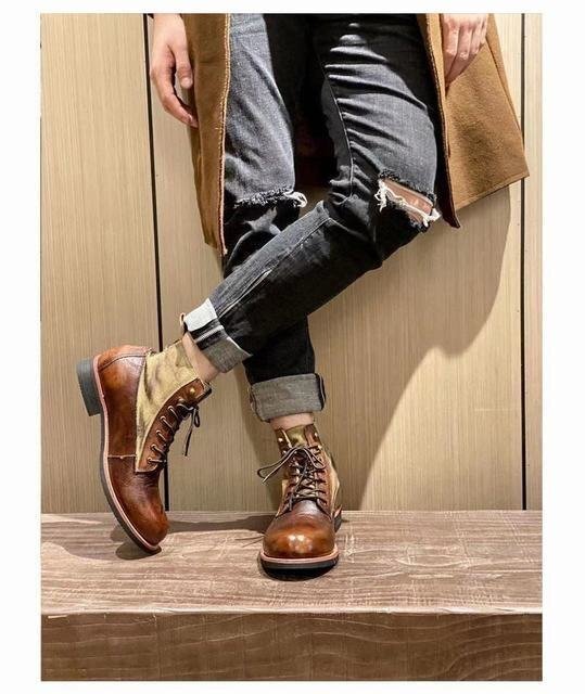 ブーツ　ミリタリーブーツ メンズ シューズ　ワークブーツ　マーティンブーツ　パンク 革靴　PUレザー ライダース　紳士靴 25.5cm_画像2