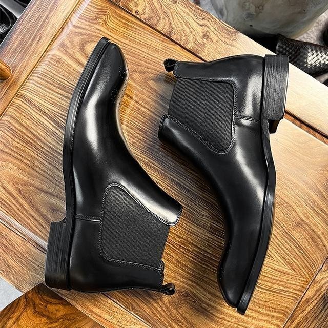 チェルシーブーツ　サイドゴアブーツ ブーツ メンズシューズ　牛革　ビジネスシューズ　イギリス風　革靴 本革　紳士靴　ブラック　24.5cm_画像2