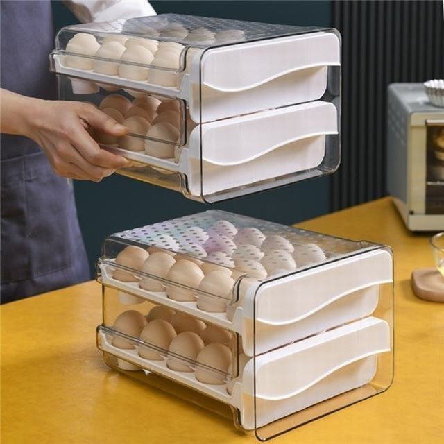 卵ケース 卵収納ボックス 冷蔵庫用 食品保存容器 引き出し式 持ち運び 玉子ケース 区分保管 2段 透明 40個収納_画像8