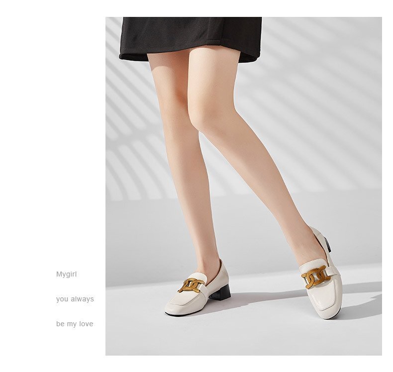 XX-WZNX-1130 IVORY 39サイズ24.5cm程度【新品未使用】新しいカジュアル多用途ファッション太いヒールの女性の革靴_画像2