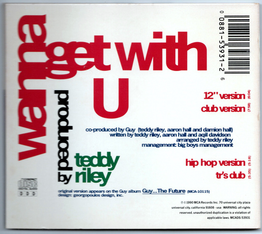 CDシングル　Guy（ガイ） / Wanna Get With U　Teddy Riley　(テディ・ライリー) Aaron Hall　Michael Jackson_画像2