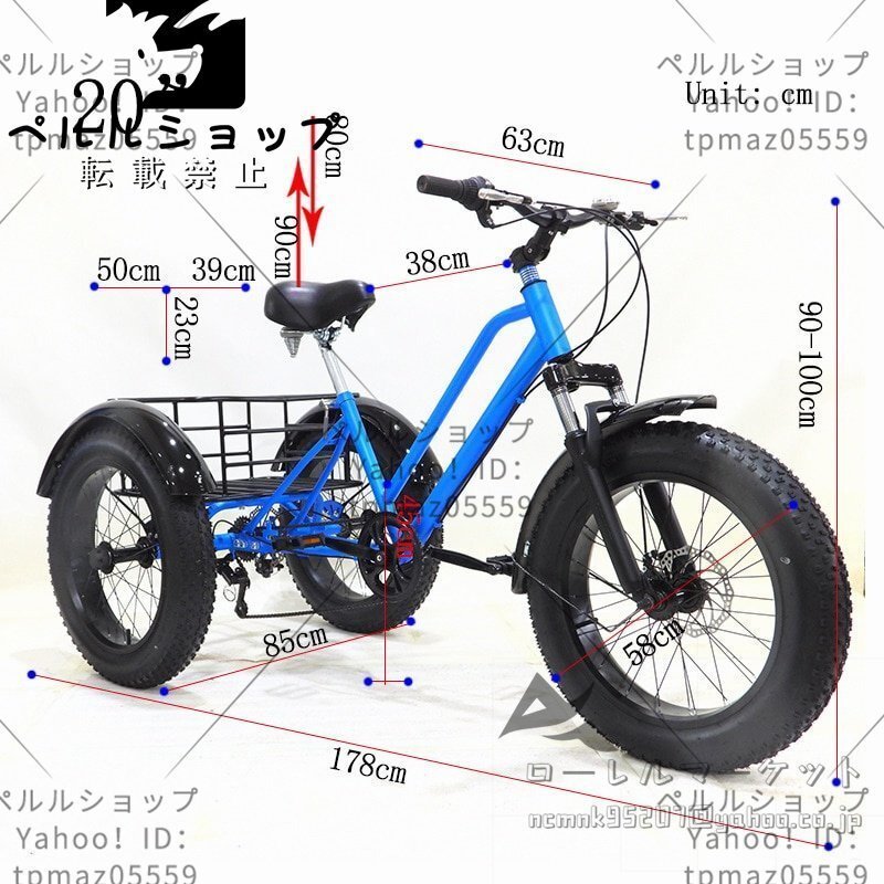 20インチ リチウム電池 電動自転車 三輪車 48V 750Wワイドペダル 三輪車厚手のタイヤ_画像7