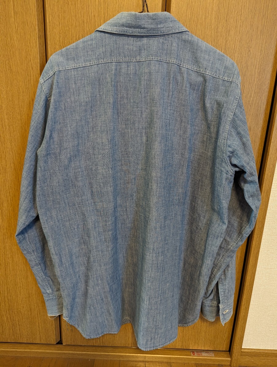 シュガーケーン シャンブレーシャツ 長袖 サイズ16 Ｌサイズ 東洋エンタープライズ 胸ポケットボタン1つ無しの画像2