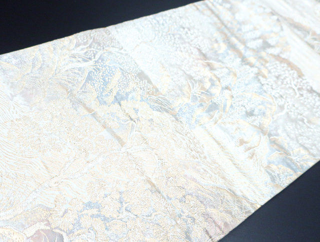 《京都一輝堂》【着物】 袋帯 西陣織 遠山に植物文様 金糸 24B-44の画像2