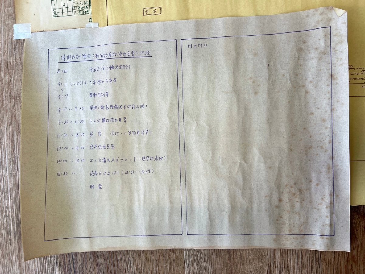 金沢駅構内作業ダイヤ　昭和57年 59年 平成8年 時間内訓練会 構内配線図 S60 希少品 5枚 破れあり 現状品（長巻） 【AM063】_画像6