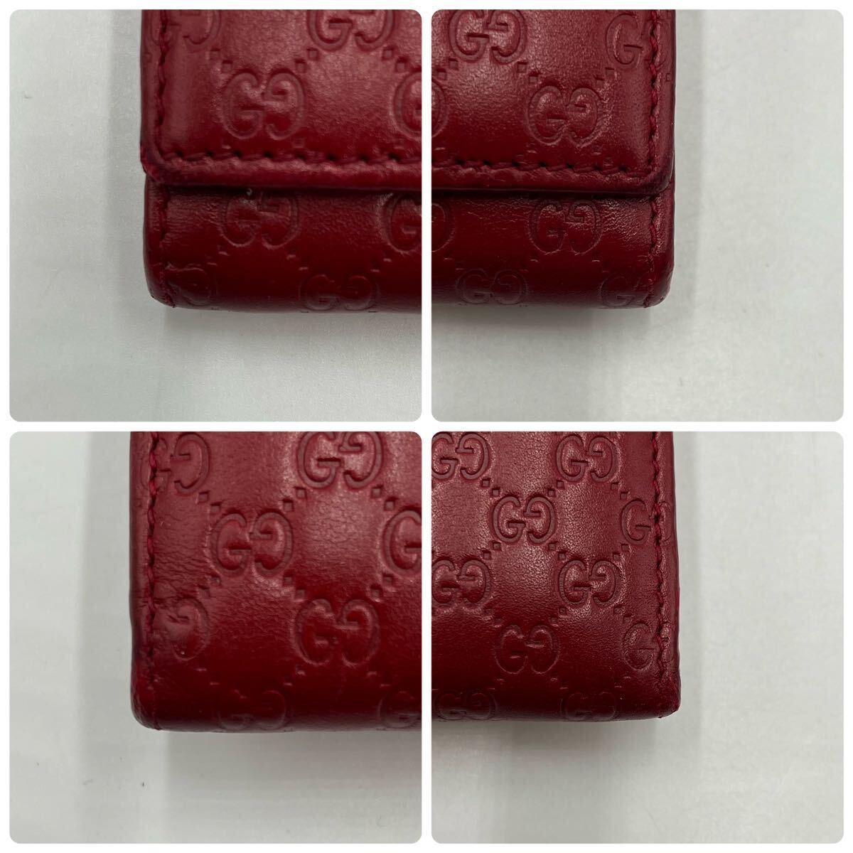 1円【入手困難】GUCCI グッチ 長財布 折り財布 二つ折り財布 マイクロシマ レザー 本革 GG柄 エンボス レッド 赤 メンズ レディース 男女_画像7