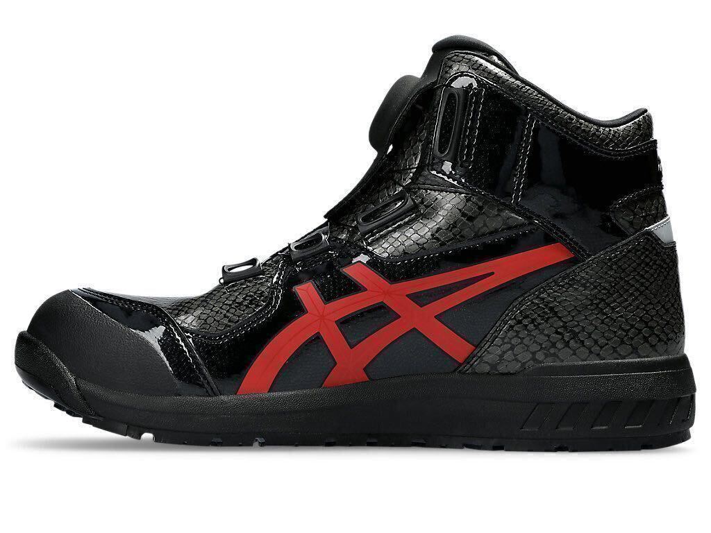 【新品】27cm アシックス 安全靴 ウィンジョブ CP304 BOA BLK EDITION 3E相当 【限定色】：ブラック×クランベリー(蛇柄)