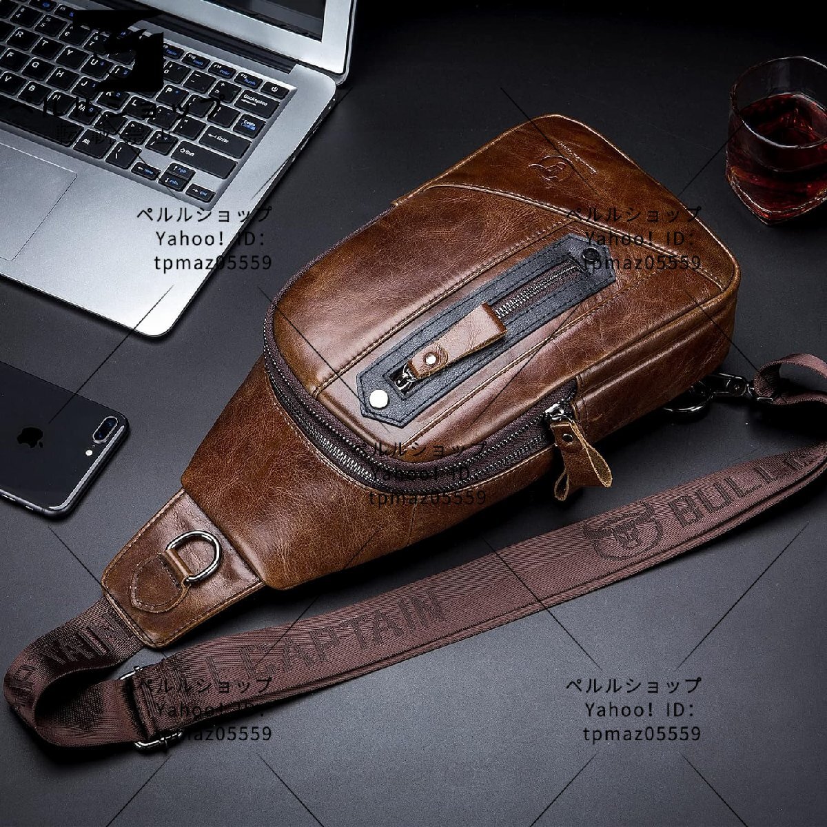  body bag men's original leather shoulder bag one shoulder diagonal .. multifunction light weight high capacity iPadmini storage possibility left right shoulder replacement possibility 