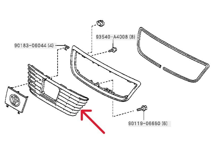 トヨタ セルシオ 30 後期 フロント ラジエーター グリル(プリクラッシュ) インサイド ラジエータ UCF30/UCF31 LEXUS LS430 RADIATOR GRILLE_画像3