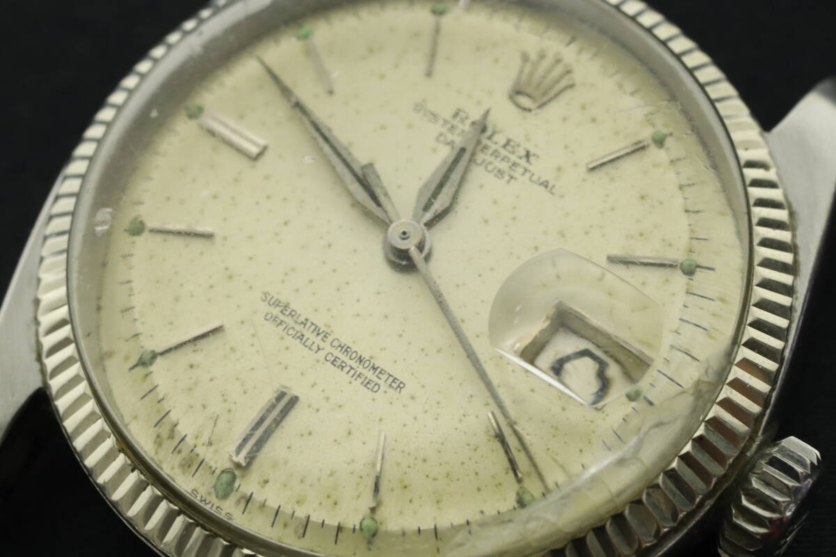 NPSJ6-5-19 ROLEX ロレックス 腕時計 1601 オイスターパーペチュアル デイトジャスト 自動巻き 約79g メンズ シルバー ジャンク_画像4