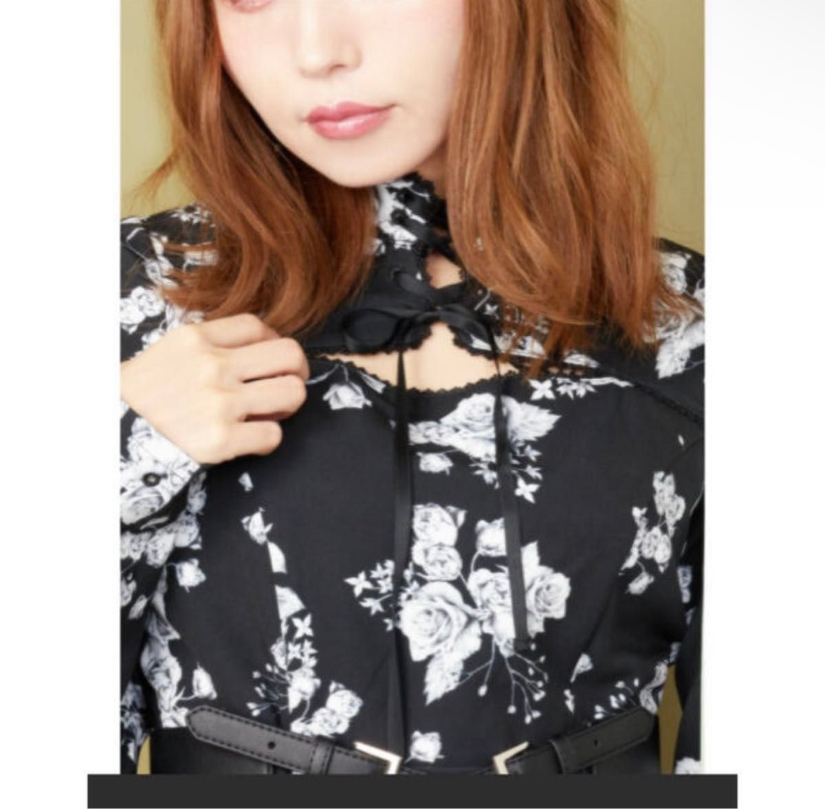 EATME ドローイングフラワーデザインワンピース 花柄 薔薇 地雷 EATME ドローイングフラワーデザインワンピース 花柄 薔薇 地雷