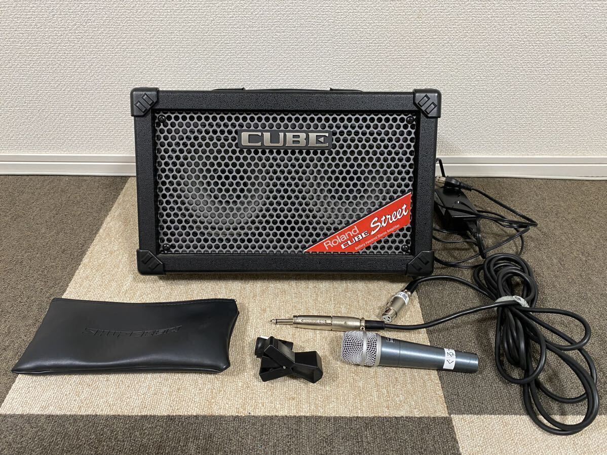 【6点セット】Roland Cube Street Amplifier ローランド キューブ ストリート ギターアンプ SHURE BETA 57A ダイナミックマイク 音響機材_画像1