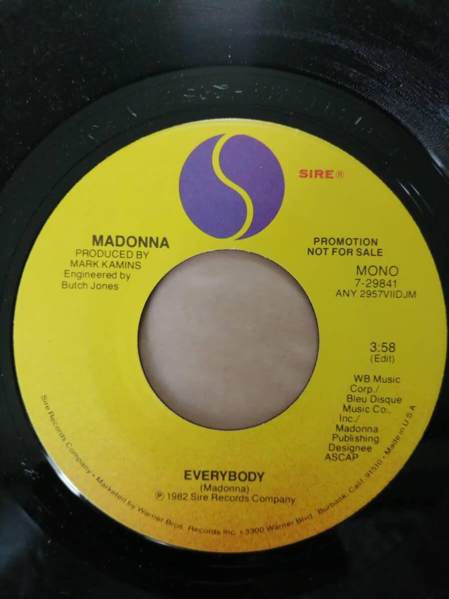 【非売品プロモ7”】デビュー曲　Madonna Everybody USAオリジナル stereo / mono マドンナ　エヴリバディ_画像2