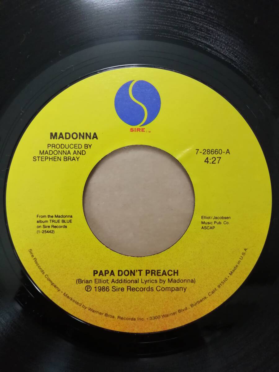 【米オリジナル7”】Madonna Papa Don't Preach / Pretender マドンナ　パパ・ドント・プリーチ_画像3