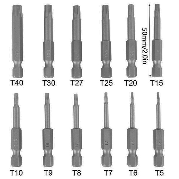 12pc 電動ドライバー仕様 TORX いじり止めトルクスビットレンチ 全長50mm YZE020_画像4