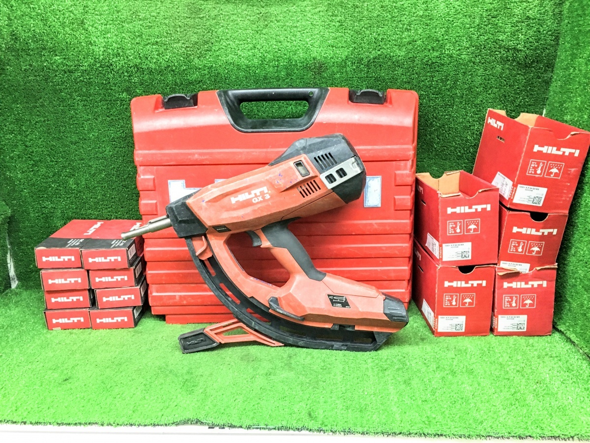 中古品 HILTI ヒルティ ガス式鋲打機 ガスネイラ GX3 ※本体+ケース+ガス缶+ピンセット_画像1