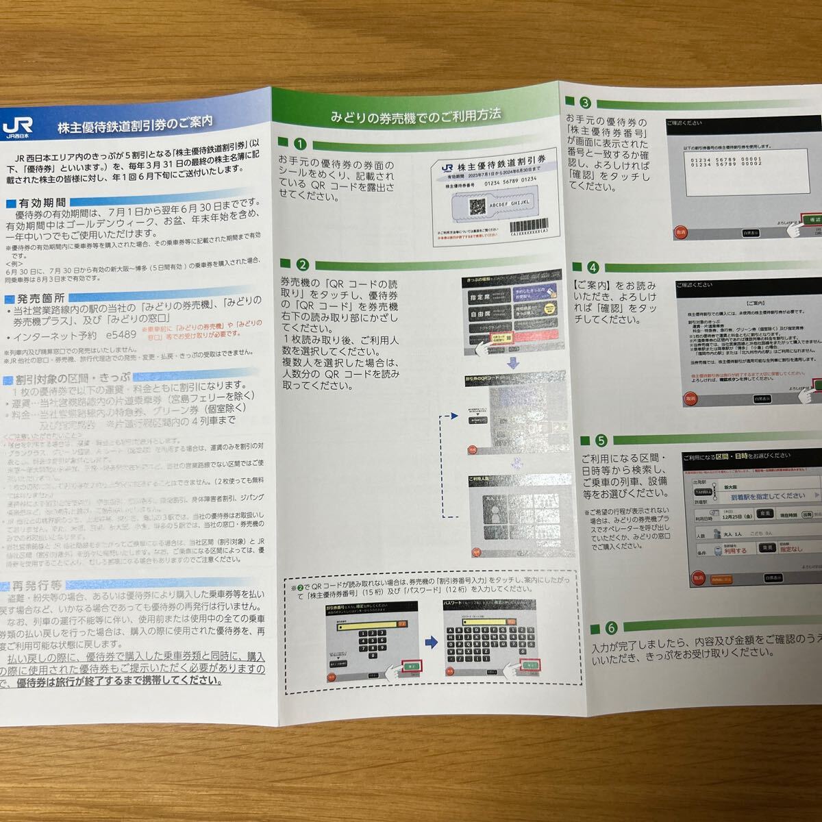 JR西日本 株主優待 鉄道割引券1枚、京都鉄道博物館入館割引券・JR西日本グループ株主優待割引券1セット 有効期限2024.6.30までの画像3