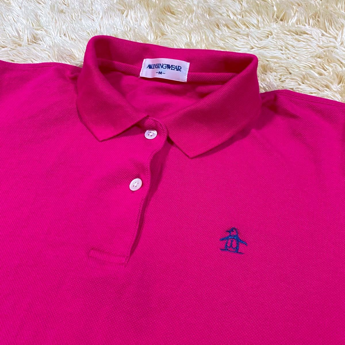 【1回のみ使用】マンシングウェア レディース ポロシャツ　M ゴルフ　ピンク