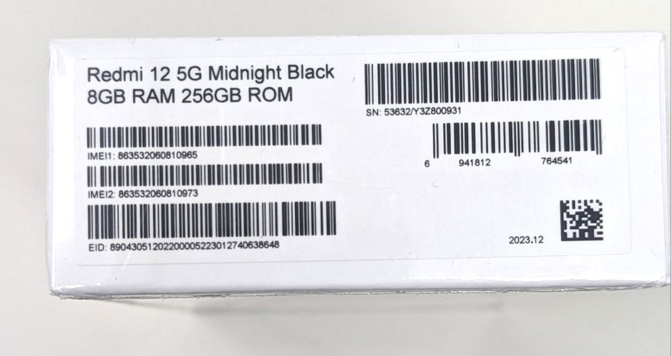 【新品未開封】 Redmi 12 5G 8GB/256GB ミッドナイトブラック MidnightBlack 黒 SIMフリー シムフリー