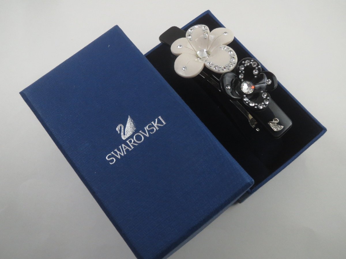 ♪SWAROVSKI スワロフスキー フラワーバレッタ ヘアクリップ♪USED良品_画像1