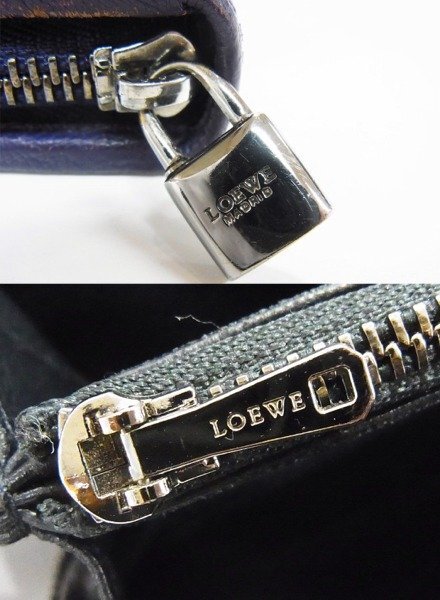 ★ ロエベ / LOEWE ★ レザー　ラウンドファスナー長財布　パープル×ブラック ★ USED_画像9