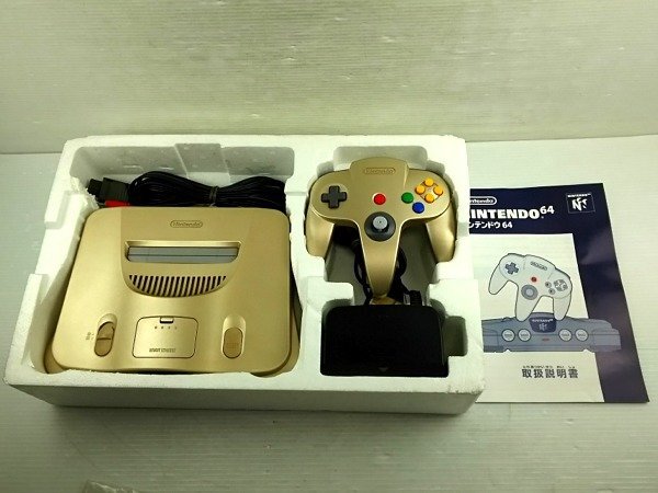 ♪NINTENDO 64 ニンテンドー64 NUS-001 ゴールドモデル 限定 コントローラーブロス おまけ付 現状品♪中古品の画像2