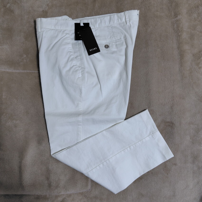  unused with translation GERMANO size 52 white gel ma-nono- pleat cotton pants chinos hemming ending long-term keeping goods spring summer PT01 INCOTEX