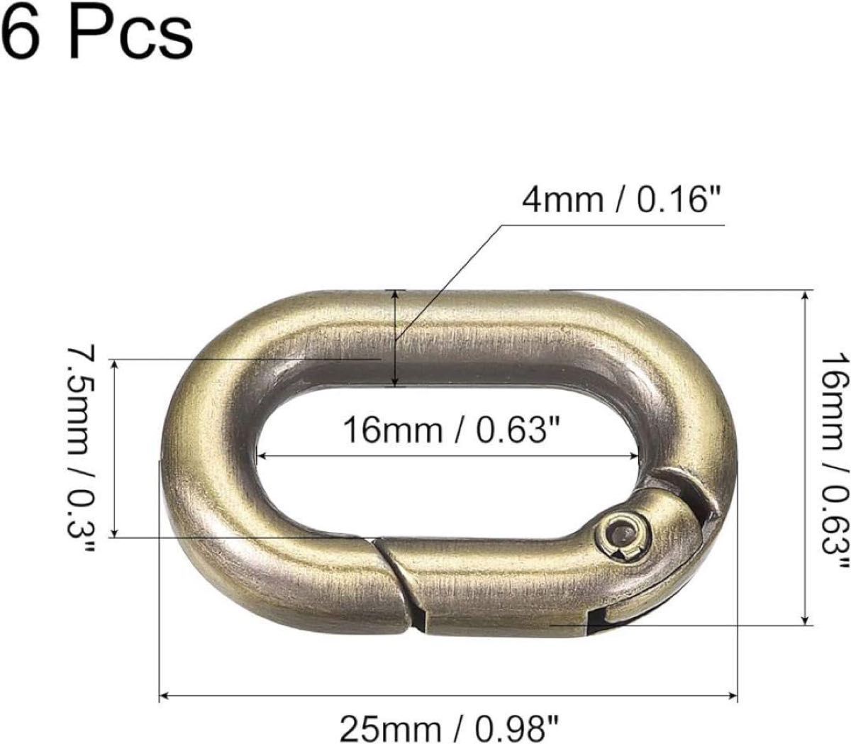 【未使用品】バネオーバルリング バネクリップ トリガー　バックル 25mm 6個入