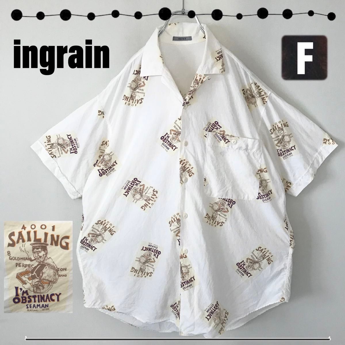 ingrain(ライカ)★頑固な船長/OBSTINACY SEAMAN★レトロ★オープンシャツ/アロハシャツ★レーヨン混★サイズF