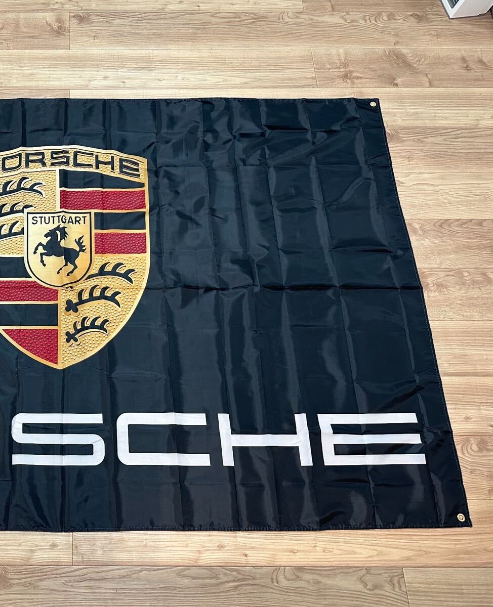 約150x240cm ポルシェ 超特大フラッグ バナー タペストリー 旗 ガレージ装飾 PORSCHE 世田谷 ドイツ フェラーリ ロゴ 911 お部屋の装飾　黒_画像4