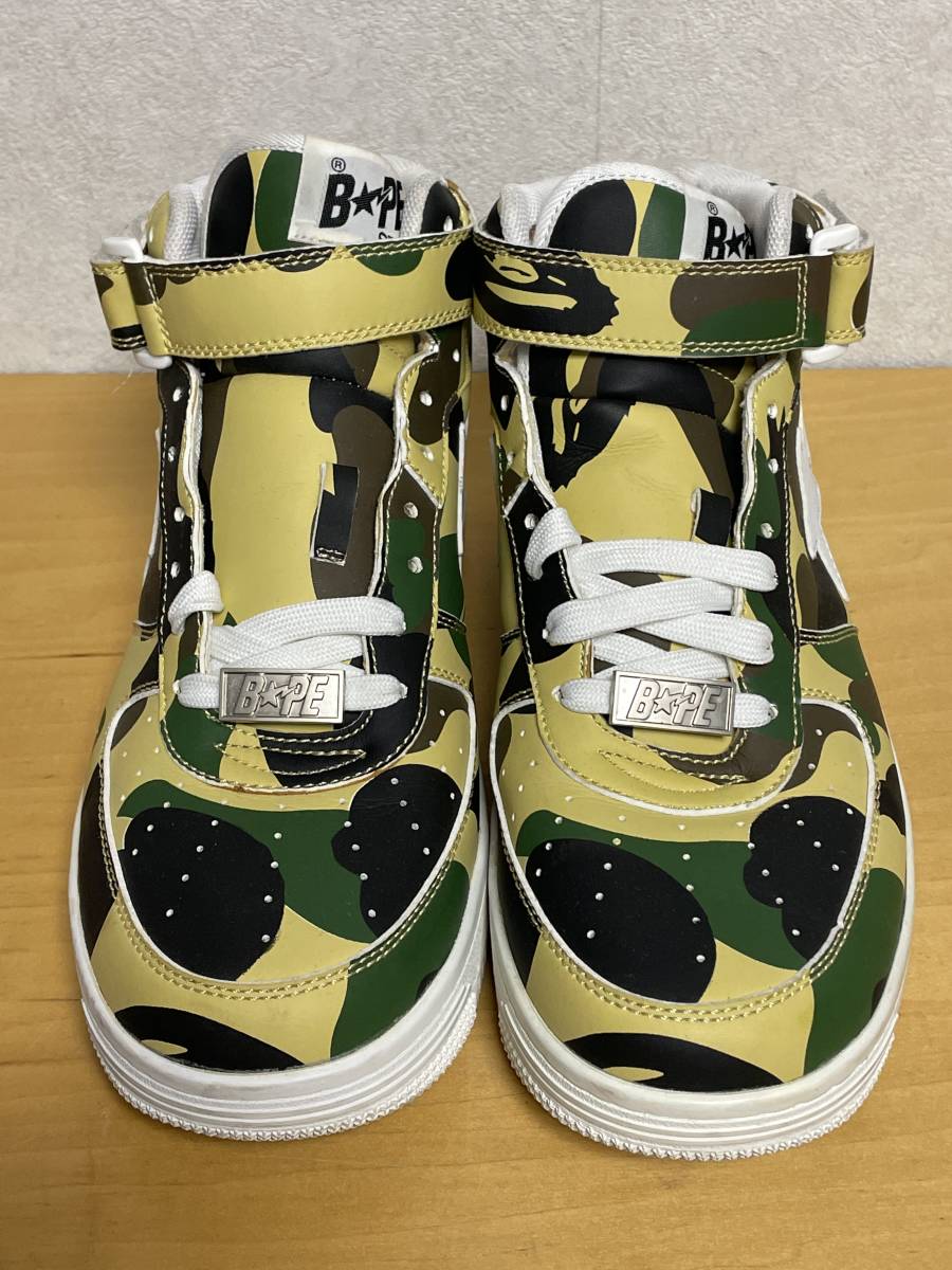 1st camo A BATHING APE アベイシングエイプ BAPE STA ベイプスタ スニーカー レザー ファーストカモ 猿迷彩 27cm US9_画像3