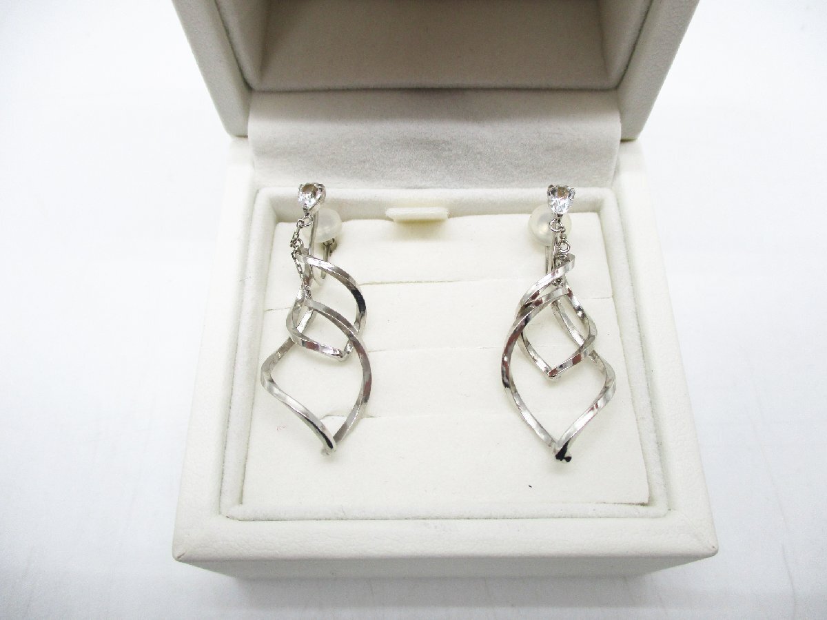 *[ beautiful goods ]4*C earrings SV925 rhinestone silver color yondosi- screw type box accessory attaching */H