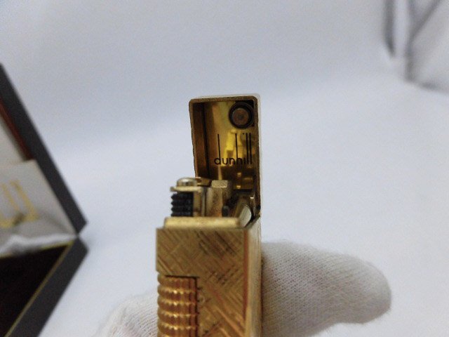 *Dunhill Dunhill XB427 газовая зажигалка ролик тип 1978 год Gold цвет курение . коробка брошюра есть */M