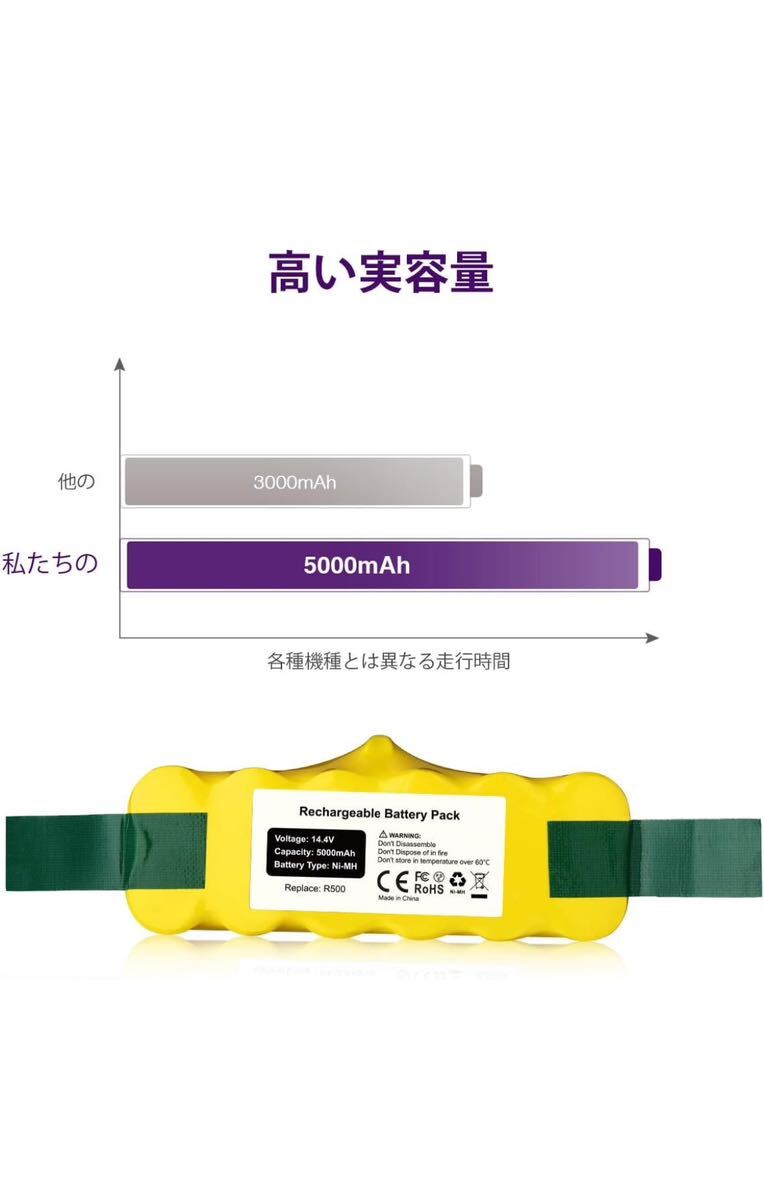 ルンババッテリー 5000mAh ルンバR3 交換用バッテリー 