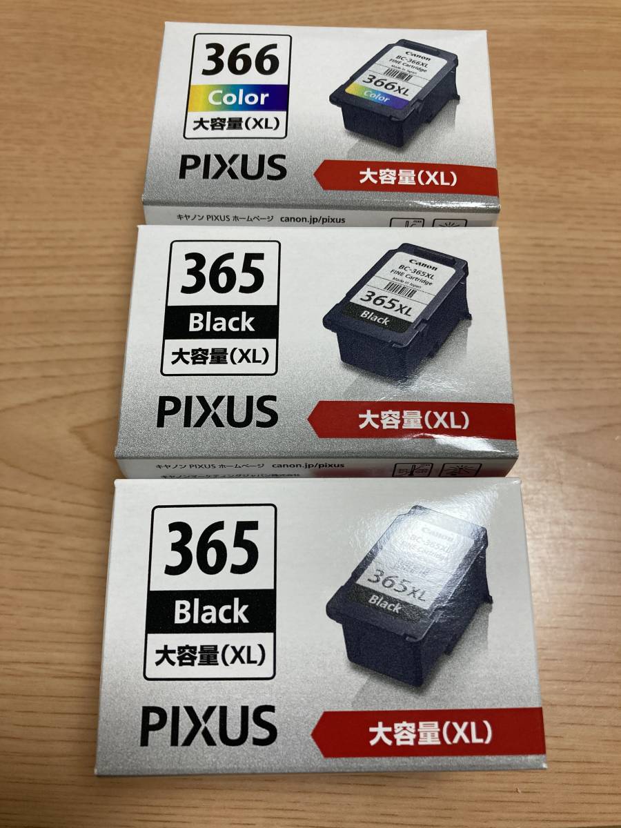 PIXUS 純正インク 大容量黒 BC-365XL（2個）、大容量カラー BC-366XL（1個）新品・未使用品_画像1