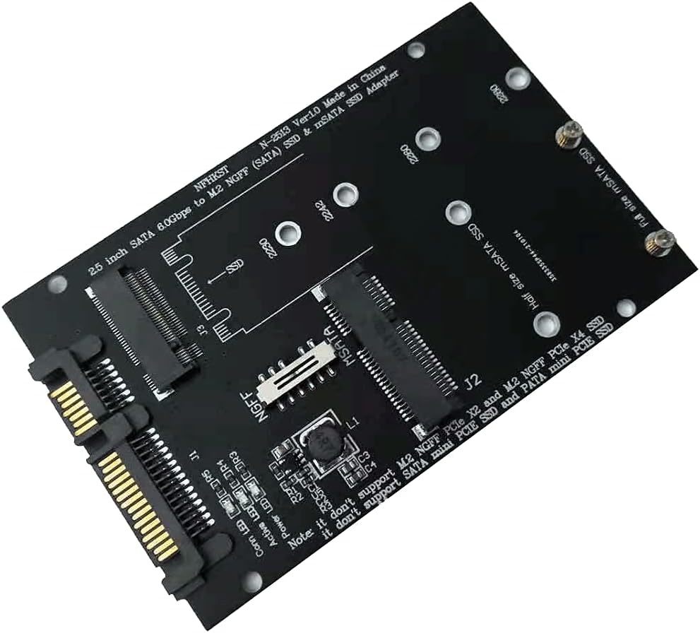 SATA M.2 NGFF SSD & mSATA SSD - 2.5 -inch SATA 3.0 conversion adaptor 2 in 1 Combo M.2 NGFF & mSATA SSD to SATA 3.0