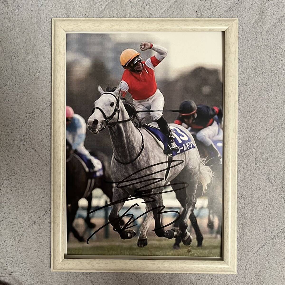  horse racing Gold sip inside rice field .. with autograph A4 photograph ru mail .. wistaria rice field . 7 . horse ticket iki knock s horse ticket river rice field ..
