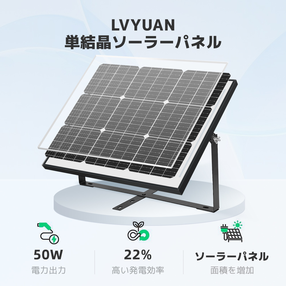 新品 50W ソーラー発電キット 単結晶 ソーラーパネル +10Aチャージーコントローラー LiFePO4（リン酸鉄リチウム）充電可能 調整可能 LVYUAN_画像2
