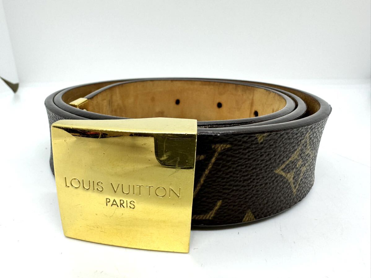 LOUIS VUITTON ルイヴィトン M6800 モノグラム サンチュール キャレ ゴールド金具 ベルト ブラウン系_画像1