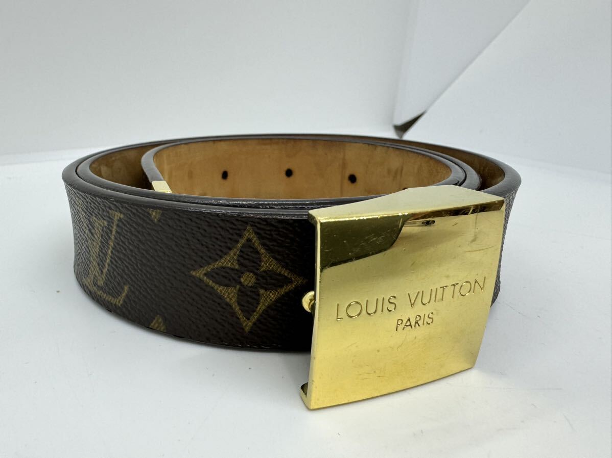 LOUIS VUITTON ルイヴィトン M6800 モノグラム サンチュール キャレ ゴールド金具 ベルト ブラウン系_画像2